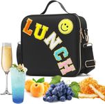 Insulated Lunch Bag Women Lunch Box Kids for Teen Girls Boys, Cute Preppy Lunch Boxes with Adjustable Shoulder Strap, Waterproof Nylon Lunchbox Lunch Bags for School Work Picnic