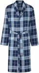 THE SAVILE ROW COMPANY LONDON Men's Brushed Cotton Bathrobe Dressing Gown - Blue Check - Large