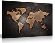 World Map Dark Background Canvas Wall Art Picture Print (24x16)