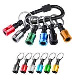 6 Pcs Bit Holder, 1/4 Inch Hex Shank Screwdriver Bits Holder Set with Carabiner, Portable Socket Drill Bit Holder Extension Bar Keychain, Drill Screw Adapter for Screwdriver & Drill Bits (6 pcs)