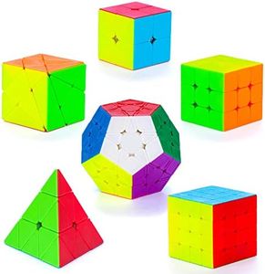 Coolzon Set di 6 Cubi Magici di Velocità, Set di 6 Cubi Magici di Velocità 2x2x2 3x3x3 4x4x4 Pyraminx Megaminx Skewb Cubi Magici Senza Adesivo Puzzle Cubo Giocattolo per Bambini e Adulti