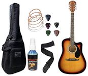 Fender FA125CE Electric Acoustic Guitar With Sponge Bag, Belt, String Set, & Plectrums Combo Pack (SB)