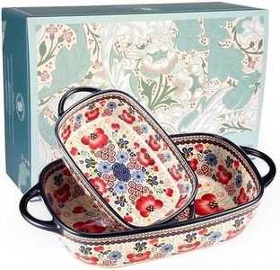 Moqidadii Casserole Dishes for Oven – Polish Pottery Ceramic Baking Dish Set, Oven Safe Ceramic Bakeware, Gift-Ready for Bakers, Thanksgiving, Hostess Gift, Holiday Gift & Fall Decor