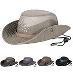 Obling Sun Hat, Stylish Fishing Hat UPF 50+ Wide Brim Bucket Hat Foldable Safari Boonie Hat with Breathable Mesh and Adjustable Chin Strap for Men Women(Khaki)