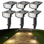 Quntis Solar Lights Outdoor, 6 Pack 26+1 LEDs Solar Spot Lights Outdoor with 2 Lenses &3 Lighting Mode, IP65 Waterproof 2-in-1 Solar Landscape Spotlights for Garden Wall Yard Patio, Warm White