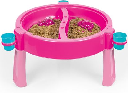 DOLU Kids 3-in-1 Sand & Water Pit with Drawing Table – Pink Outdoor Play Desk