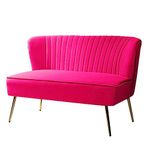 TINA'S HOME Contemporary Velvet Loveseat Sofa, Upholstered Loveseat Couch with Golden Metal Legs, Small Tufted 2-Seat Sofa Armless Love Seat for Living Room, Bedroom, Apartment Small Spaces, FUCHSIA