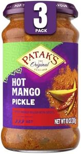 Patak’s Hot Mango Pickle - Authentic Indian Relish w/Mango Chunks, Mustard Seeds & Aromatic Spices – Perfect for Sandwiches, Salads & Cold Meats - Vegan Spicy Pickle - 10oz Jar (Pack of 3)