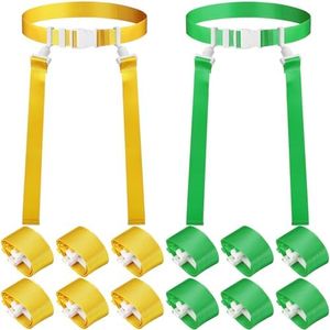 Peryiter 12 Player Flag Football Belts and Flags Set Adjustable Football Belt with 24 Flags for Kids Adult Outdoor Training(Yellow, Green)