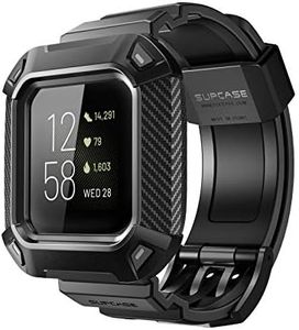 SUPCASE for Fitbit Versa 3 Band with Case (Unicorn Beetle Pro), [Military-Grade Protection] [Anti-Resistant] Rugged Men Cover with Adjustable Strap Wristband for Fitbit Versa 3 / Fitbit Sense, Black