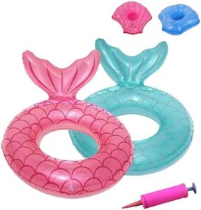 KERLJO 5 Pack Mermaid Inflatable Pool Floats Swimming Ring（Large 140CM）