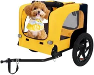 Plturdke Collapsible Dog Bike Trailer for Small & Medium Pets - 16" All-Terrain Wheels, Universal Hitch, Quick Release & Non-Slip Floor - Internal Leash, Bicycle Accessories (Yellow)