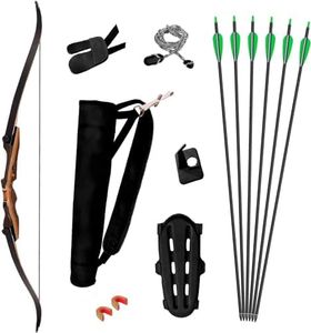 Samick Sage Takedown Recurve Bow and Arrow Set - 62 Inch Complete Ready-to-Use Longbow Archery Set - Includes 6 Arrows, Quiver, Bowstring & Stringer Tool, Arm & Finger Guard for Adults & Teens