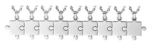 9 Piece Puzzle Necklace Friendship - Women Men Stainless Steel Pendant Silver Tone Jewelry