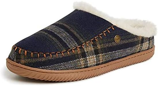 Dearfoams Men's Alpine Bern Clog Slipper, Black Plaid, XL