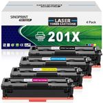 201X 201A MFP M277dw Toner Cartridges 4 Pack Compatible for HP 201X 201A Color Laserjet Pro MFP M252dw M277c6 CF400X CF401X CF402X CF403X M252 M277 Printer Ink (Black Cyan Yellow Magenta, 4-Pack)