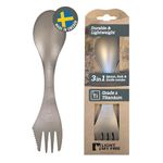 Light My Fire Titanium Spork 3-in-1 Camping Cutlery Knife Fork Spoon Set Survival Camping Gifts for Scouts Camping Accessorie Non-Toxic Reusable Travel Cutlery Set for 1 Metal Spork