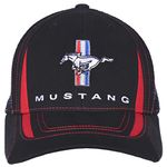 Checkered Flag Men's Ford Mustang Cap Adjustable Black Trucker Hat, Black, One size