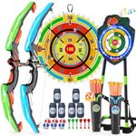 HYES 2 Pack Kids Bow and Arrow with 29" Dart Board & LED Dinosaur Target