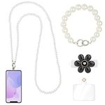 Long Phone Lanyard Pearl Wrist Strap, Universal Cellphone Clip Chain Holders With Durable Patches, Shoulder Neck Strap Key Chain Holder for Phone Case Fit Most Smartphones