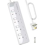 PIBEEX Extension Lead 4 Way Multi Plug Extension Sockets with Individual Switches Wall-Mounted Power Strip 3M Extension Cord 13A Fused UK Plug 3250W