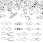 Pandahall 42Pcs Infinity Symbol Connectors Charms Alloy Heart Infinity Link Charms 7 Styles Tibetan Style Pendants for DIY Bracelet Necklace Jewelry Making Supplies