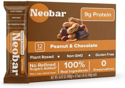 NEOBAR Fruit and Nut Bars - Plant-Based Vegan Snack Bars, Gluten Free Dairy Free Snacks, No Preservatives, No Refined Sugars Added, Non-GMO | Peanut & Chocolate, 9g Protein,12 Count