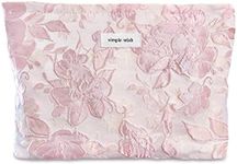 STARDW Flower Cosmetic Bags Makeup Bags for Women and Girls,Travel Makeup Bag Large Capacity Canvas Makeup Bag,Makeup Organizer Bag Zipper Pouch, Embossed pink, Large Capacity Aesthetic Makeup Bags