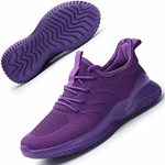 Women's Running Shoes Ladies Slip on Tennis Walking Sneakers Lightweight Breathable Comfort Work Gym Trainers Stylish Shoes, Dark Purple, 8