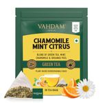 VAHDAM, Chamomile Mint Citrus Green Tea Bags (50 Count) Low Caffeine, Non-GMO, Gluten Free | Sweet & Floral | Resealable Ziplock Pouch | Chamomile Tea, Mint Tea Bags