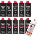 Ziippo Lighter Fuel Set of 10 x Petrol Original Lighter Fluid Refill Petrol 125 ml Each | 1 x 6 Flint