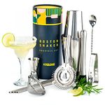 Boston Tin Cocktail Shaker Set, Boston Tins Cocktail Maker Gift Sets, Drink Gifts for Women and Men, Large Stainless Steel Weighted Boston Style Metal Shakers, Professional Cocktail Making Kit