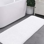 VANZAVANZU Non Slip Bath Mat Extra Large Bathroom Runner Rug Thickened Bath Rug for Bathroom Absorbent Ultra Soft Bedside Rug Fluffy Microfiber Carpet Runner Floor Mat - 50 x 122cm (White)