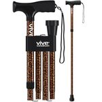 Vive Folding Cane - Foldable Walking Cane for Men, Women - Fold-up, Collapsible, Lightweight, Adjustable, Portable Hand Walking Stick - Balancing Mobility Aid - Sleek, Comfortable