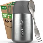 Blockhütte Food Flasks for Hot Food 730ml Stainless Steel | Adults Thermal Lunch Box with Spoon | Vacuum Insulated Container for 14h Hot Meals | Soup Flask BPA Free - Carry Bag with Spoon Pocket