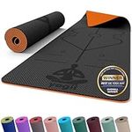 Yogii Yoga Mat - Non-Slip 6mm Thick TPE & Travel-friendly Yoga Mat - Perfect for Home & Gym Exercise Fitness & Pilates - With Laser Alignment Guides (Black/Orange) for Men & Women