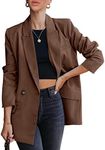 luvamia Blazer Jackets for Women Work Casual Office Long Sleeve Fashion Dressy Business Outfits, Friar Brown, X-Large