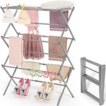 APEXCHASER Clothes Drying Rack, 3-Tier Laundry Drying Rack for Clothes, Expandable Metal Clothing Dryer, Collapsible Towel Rack, Air Drying Rack, Grey