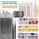 INOG Nail Art Stamping Kit, 3D Nail Art Tools with Pen & Brush Painting Polish Design Kit Nail Art Stickers Nail Foil Tape Strips and Nails Art Rhinestones