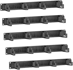 kwmobile 1U 19" Server Rack Cable Management Brackets (Pack of 5) - Steel Cable Organizers for Fiber Optic, Network, Patch Cables with Brushes