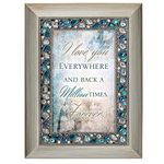 Cottage Garden I Love You Everywhere Brushed Silver Finish Jeweled 4x6 Framed Art Plaque