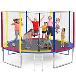 STEP OVER 6FT,8FT,10FT,12FT, 14FT, 16FT Trampoline (12 FEET) for Kids/Adults || Indoor/Outdoor (Supports Upto 225kgs)||Enclosure net and Poles Safety Pad Jumping Mat ||Heavy Duty||2024 Edition