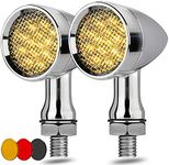 Motorcycle Turn Signals LED Bullet Front Rear Indicator Lights Universal Compatible for Harley Davidson Cruiser Iron Softail Street Bike Honda Shadow Yamaha Chopper Bobber Cafe Racer(Chrome/Amber)