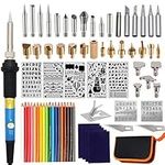 71Pcs Wood Burning Kit, Wood Burning Pyrography Pen Set,Adjustable Temperature Soldering Engraving and Crafts Tools for Wood Burning/Soldering/Carving with Stencils+ Wood Soldering Tips+ Pencils