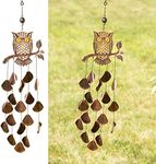 VP Home 30" H Rustic Copper Tribal Owl Wind Chimes for Outside Unique Tribal Owl Windchimes Outdoor Decorations Garden Decor Owl Gift for Women, Mom, Grandma, Unisex, Elvis Presley Merchandise