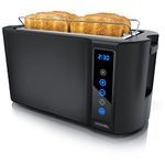 Arendo - 4 Slice Long Slot Toaster - Touch Panel - Remaining Time Display - Double Wall Housing – with Warming Rack – 7 Browning Settings – Auto Bread Centring – Reheat Refrost Cancel Function