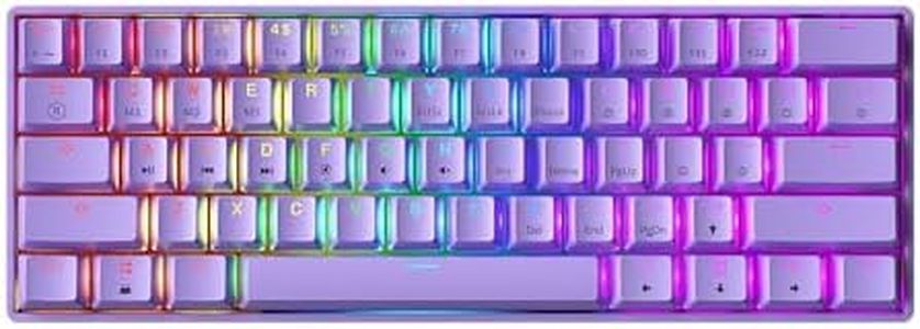 GK61 Mechanical Gaming Keyboard - 61 Keys Multi Color RGB Illuminated LED Backlit Wired Programmable for PC/Mac Gamer (Gateron Optical Brown, Lavender)