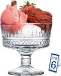 BAGYAM - Crystal Glass Ice Cream Cups - Premium Glass Ice Cream Bowls for Home - Multi-uses Serving Bowl for Chocolate falooda Sweet friuts Salad Dessert Cup (Crystal Diamond (200ML), 6 Pieces)