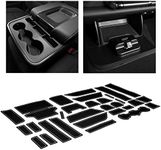 CupHolderHero fits Chevy Silverado 1500 Accessories & GMC Sierra 2014-2022 Premium Custom Interior Nonslip AntiDust Cup Holder Insert,Console Liner Mats,33pc Set (CrewCab with BenchSeats)(Gray Trim)