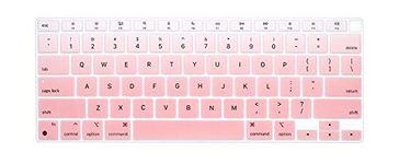 HRH Ultra Thin Silicone Keyboard Cover Skin for MacBook Newest Air 13.3" 13 inch 2020 with M1 Processor (Model A2337) Touch ID Accessories Protector-Ombre Light Pink